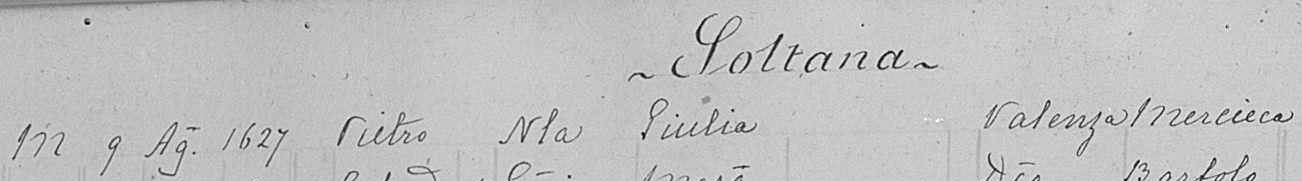 Transcription du mariage de Pietro SOLTANA avec Valenza MERCIECA, par P. ATTARD