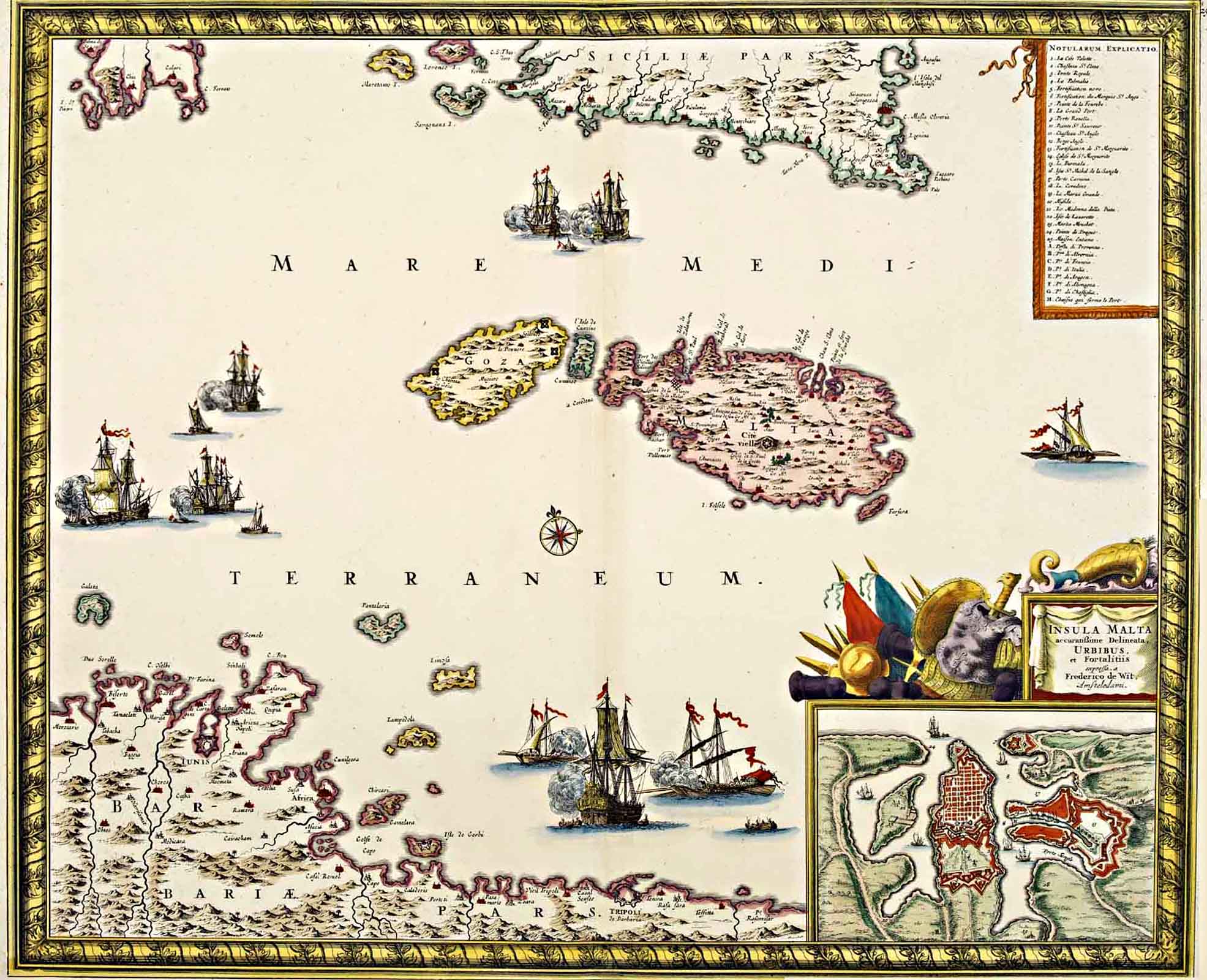 Carte Malte-Sicile de de Wit (1670-1680)